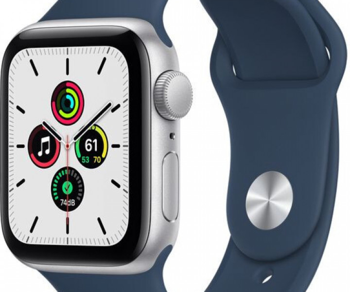 Apple Watch SE GPS 40mm Silver Aluminium Case with Abyss Blue Sport Band (MKNY3) 